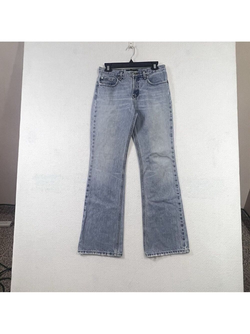 Express Jeans Junior Sz 5/6 L (29x30) Flare Low Rise 100% Cotton Medium Wash Y2K
